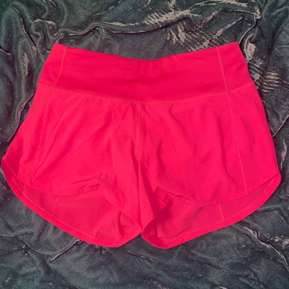 NWOT Highlight Pink Lululemon speed ups 4” SZ 4
